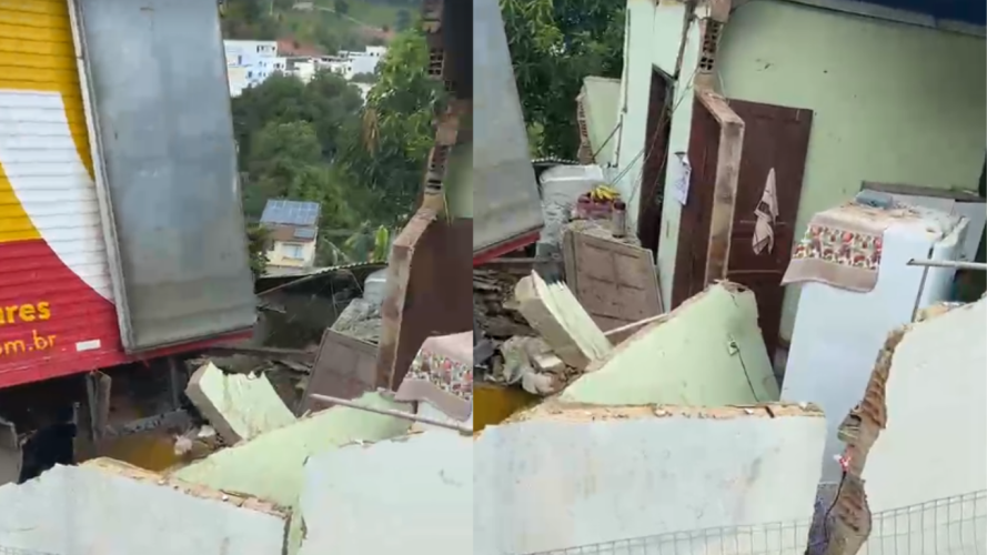  Caminhão destruiu parte de uma casa em Rio Bananal