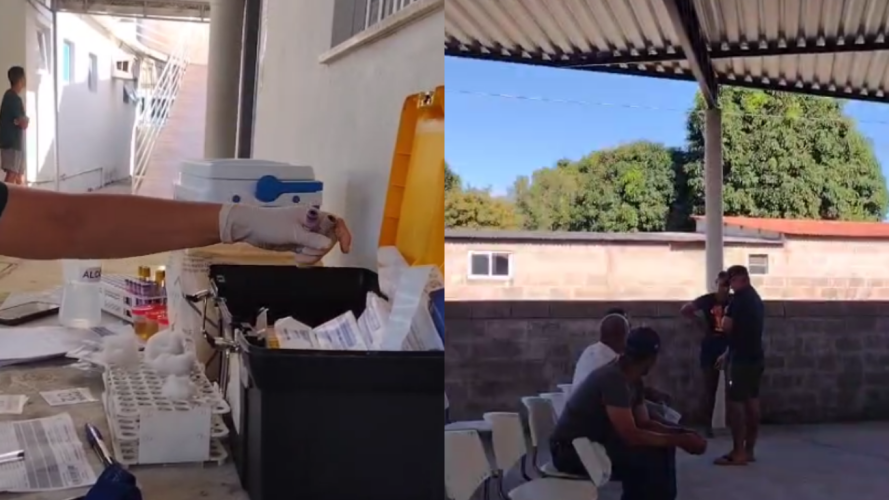 Coleta de sangue improvisada em galpão preocupa moradores de Perobas, interior de Linhares 