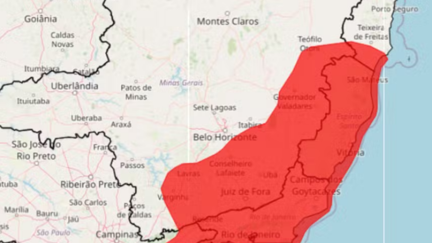 Inmet reafirma alerta vermelho com fortes chuvas para o ES