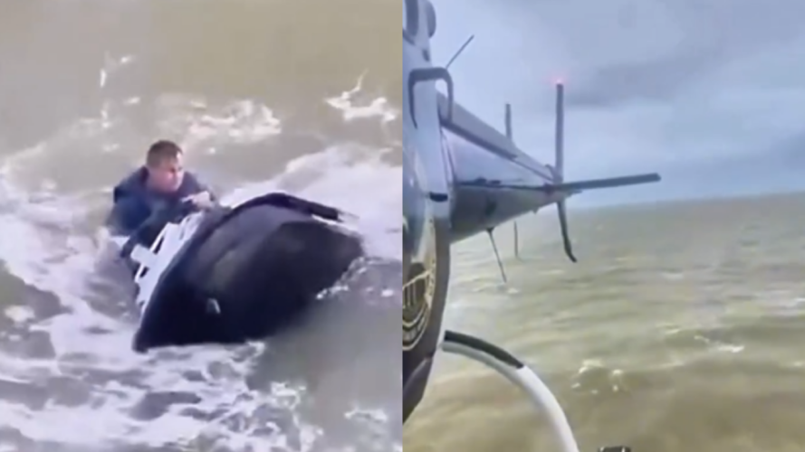 Piloto de jet-ski é resgatado por helicóptero em Regência, litoral de Linhares